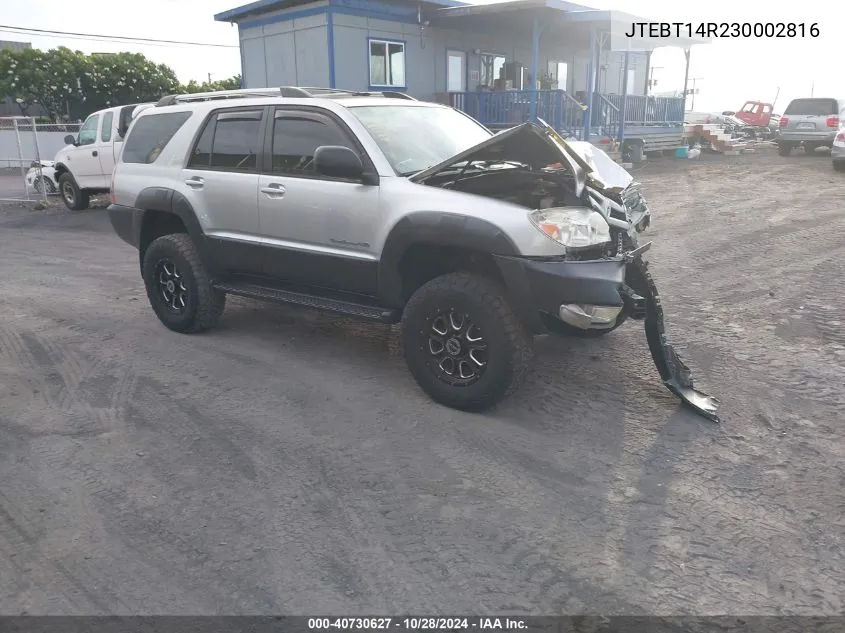 2003 Toyota 4Runner Sr5 Sport V8 VIN: JTEBT14R230002816 Lot: 40730627