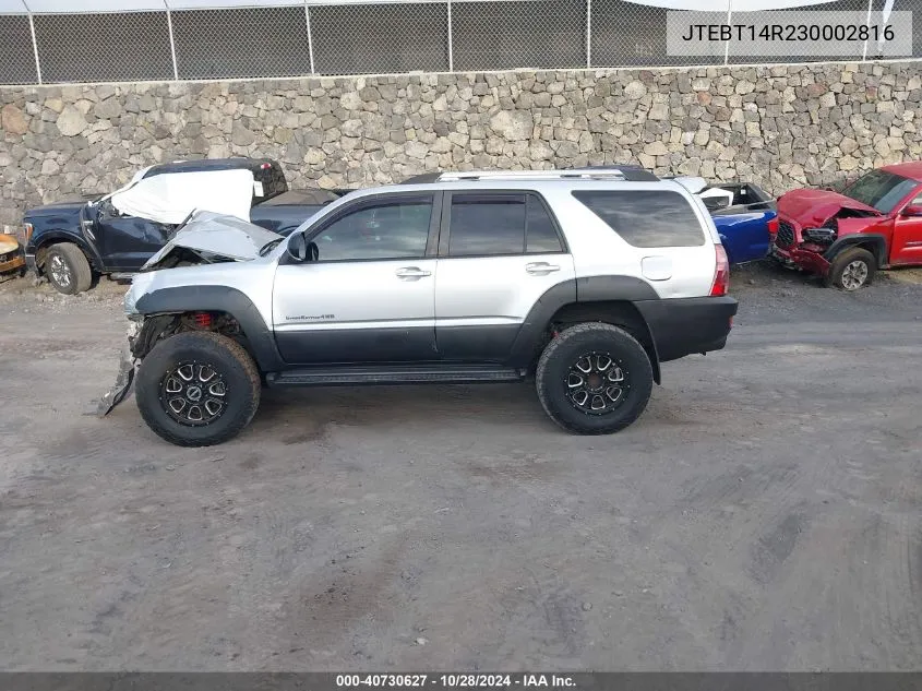 2003 Toyota 4Runner Sr5 Sport V8 VIN: JTEBT14R230002816 Lot: 40730627