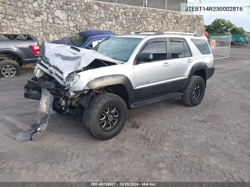 2003 Toyota 4Runner Sr5 Sport V8 VIN: JTEBT14R230002816 Lot: 40730627