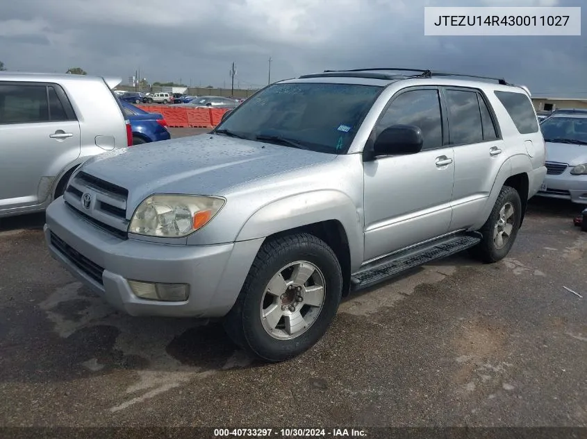 2003 Toyota 4Runner Sr5 V6 VIN: JTEZU14R430011027 Lot: 40733297