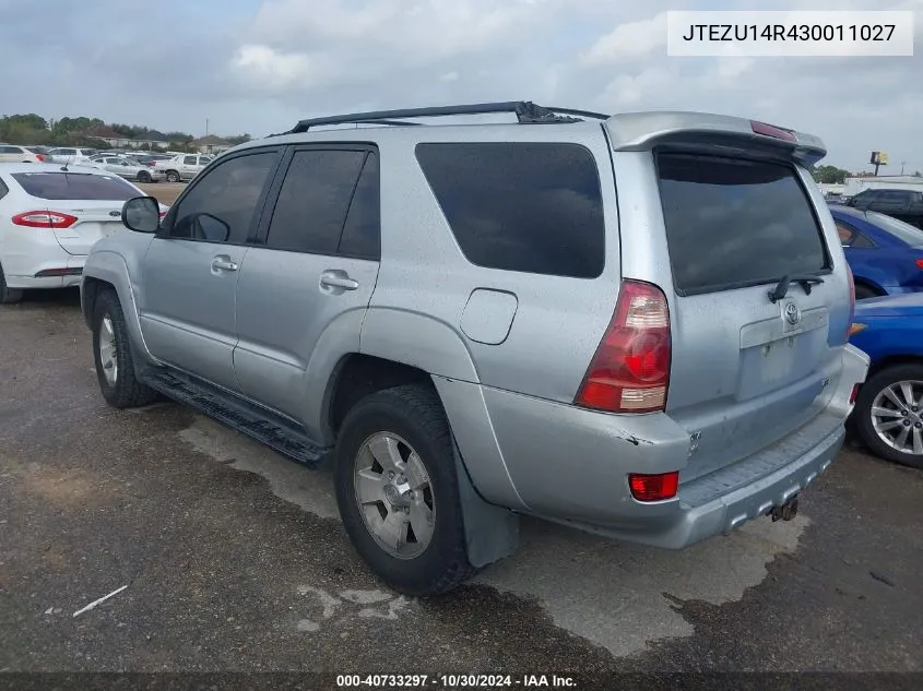 2003 Toyota 4Runner Sr5 V6 VIN: JTEZU14R430011027 Lot: 40733297