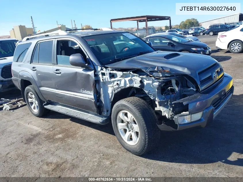 2003 Toyota 4Runner Sr5 Sport V8 VIN: JTEBT14R630027640 Lot: 40762634