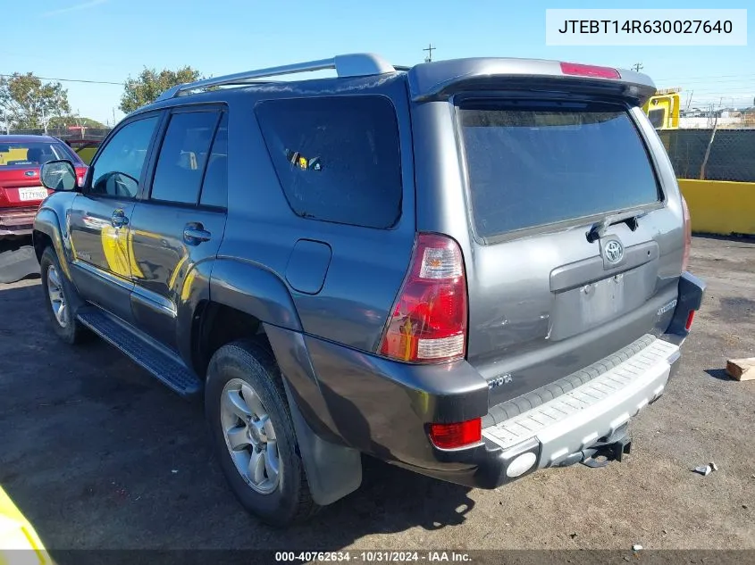 2003 Toyota 4Runner Sr5 Sport V8 VIN: JTEBT14R630027640 Lot: 40762634