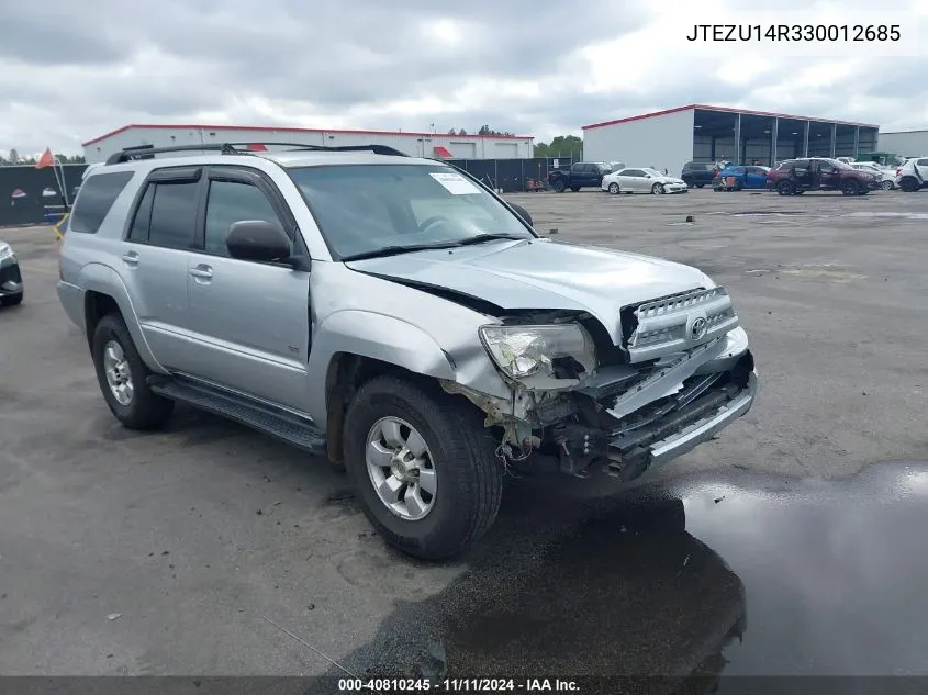 2003 Toyota 4Runner Sr5 V6 VIN: JTEZU14R330012685 Lot: 40810245