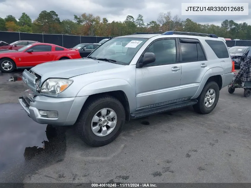 2003 Toyota 4Runner Sr5 V6 VIN: JTEZU14R330012685 Lot: 40810245