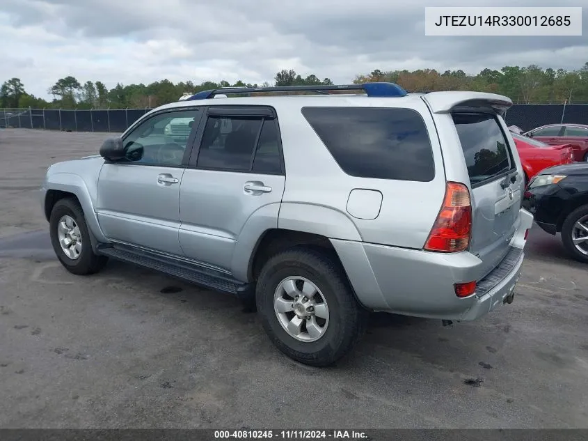 2003 Toyota 4Runner Sr5 V6 VIN: JTEZU14R330012685 Lot: 40810245