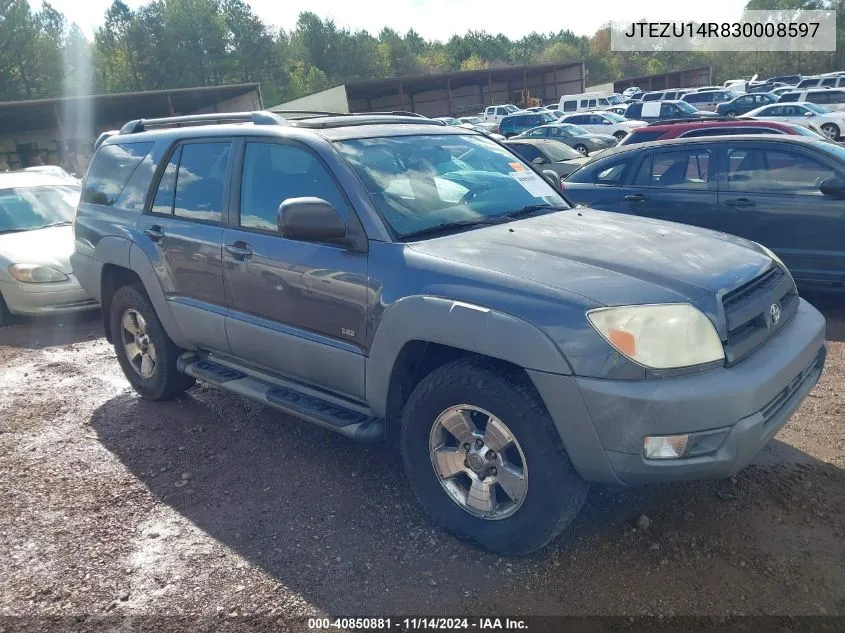 2003 Toyota 4Runner Sr5 V6 VIN: JTEZU14R830008597 Lot: 40850881