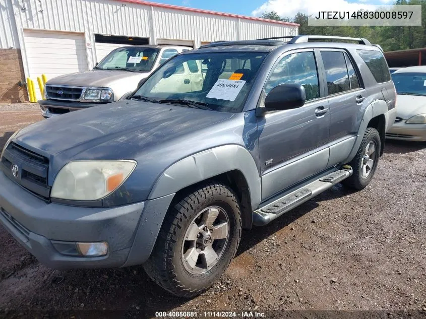 2003 Toyota 4Runner Sr5 V6 VIN: JTEZU14R830008597 Lot: 40850881