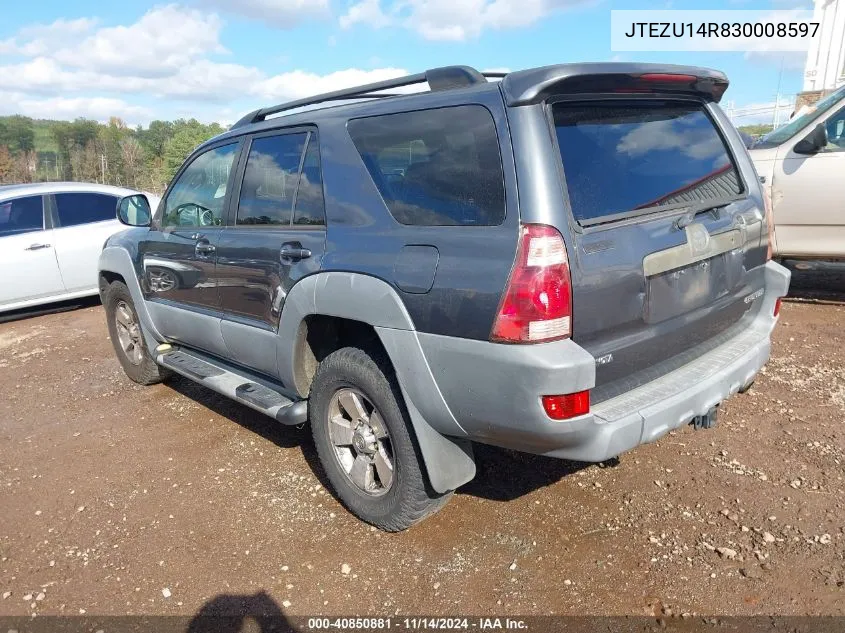 2003 Toyota 4Runner Sr5 V6 VIN: JTEZU14R830008597 Lot: 40850881