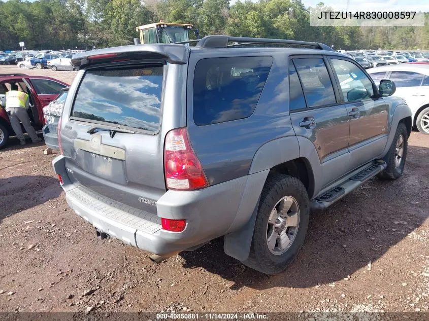 2003 Toyota 4Runner Sr5 V6 VIN: JTEZU14R830008597 Lot: 40850881