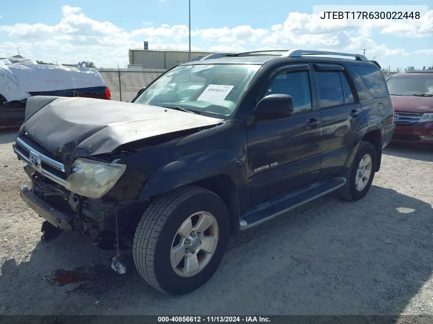 2003 Toyota 4Runner Limited V8 VIN: JTEBT17R630022448 Lot: 40856612