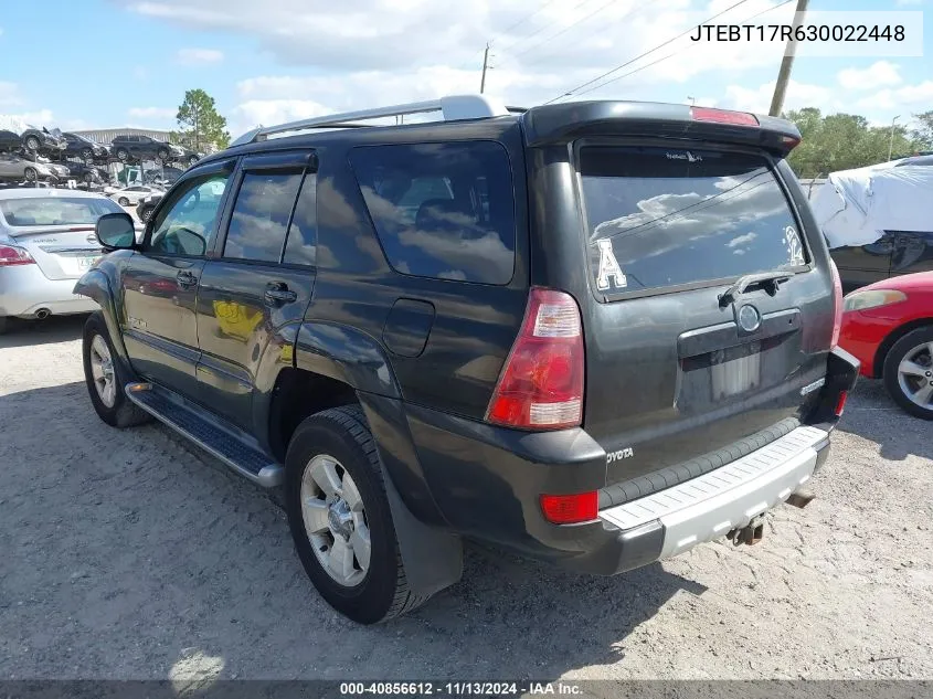 2003 Toyota 4Runner Limited V8 VIN: JTEBT17R630022448 Lot: 40856612