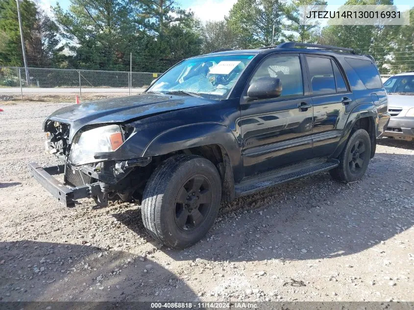 2003 Toyota 4Runner Sr5 V6 VIN: JTEZU14R130016931 Lot: 40868818