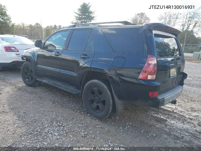 2003 Toyota 4Runner Sr5 V6 VIN: JTEZU14R130016931 Lot: 40868818