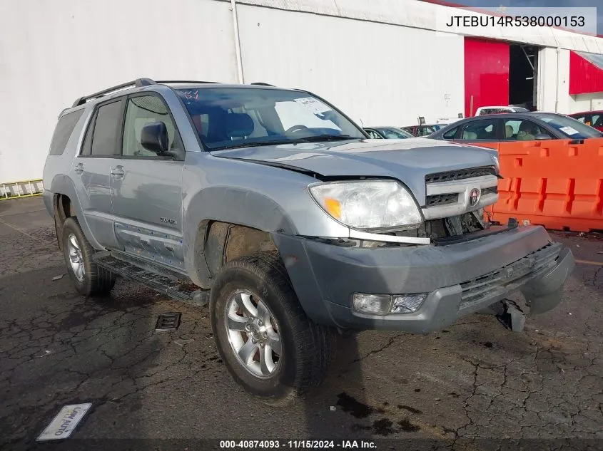 2003 Toyota 4Runner Sr5 V6 VIN: JTEBU14R538000153 Lot: 40874093