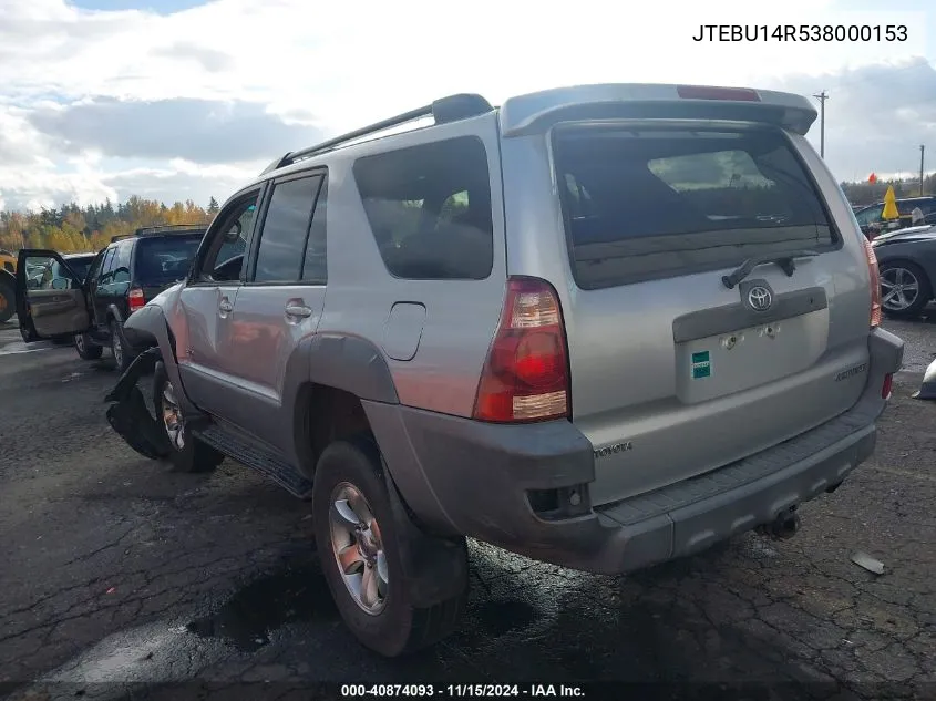 2003 Toyota 4Runner Sr5 V6 VIN: JTEBU14R538000153 Lot: 40874093