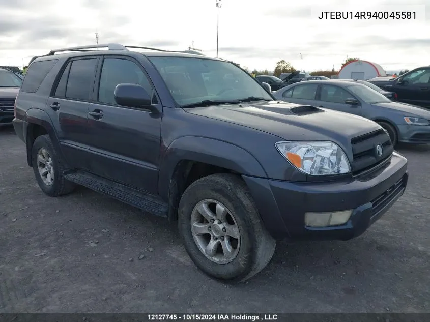 2004 Toyota 4Runner Sr5/Sport VIN: JTEBU14R940045581 Lot: 12127745