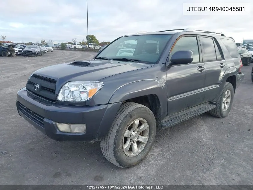 2004 Toyota 4Runner Sr5/Sport VIN: JTEBU14R940045581 Lot: 12127745