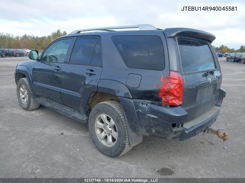 2004 Toyota 4Runner Sr5/Sport VIN: JTEBU14R940045581 Lot: 12127745