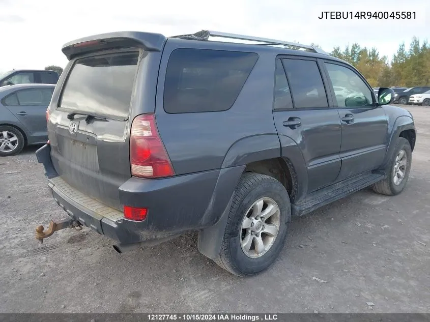 2004 Toyota 4Runner Sr5/Sport VIN: JTEBU14R940045581 Lot: 12127745