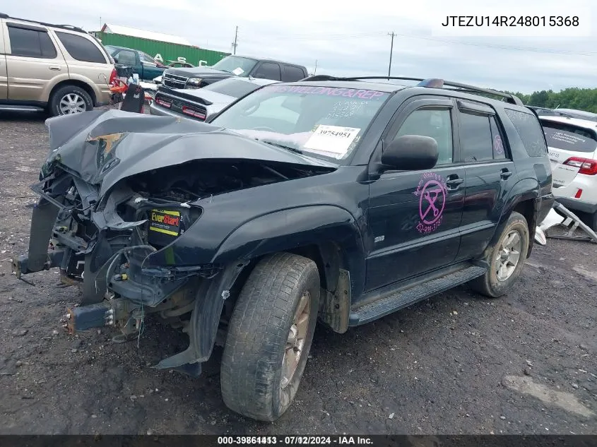 2004 Toyota 4Runner Sr5 V6 VIN: JTEZU14R248015368 Lot: 39861413