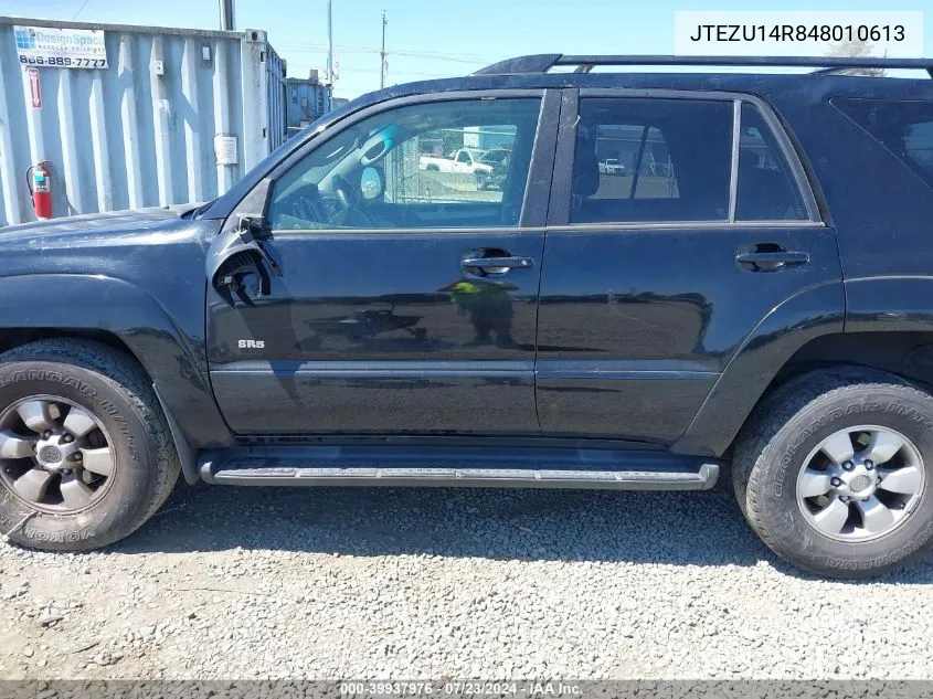 2004 Toyota 4Runner Sr5 V6 VIN: JTEZU14R848010613 Lot: 39937976