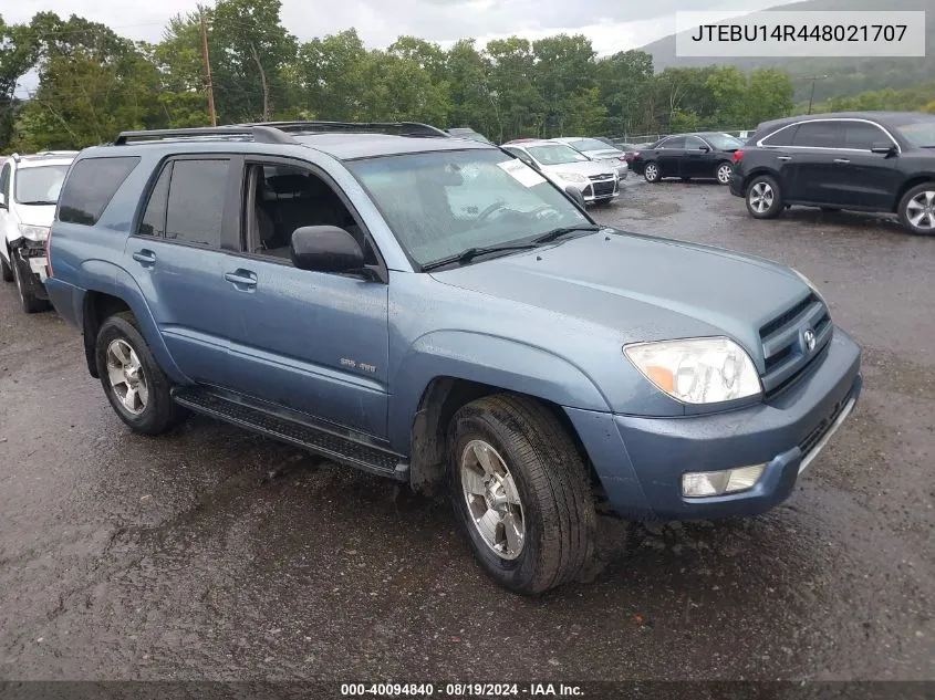 2004 Toyota 4Runner Sr5 V6 VIN: JTEBU14R448021707 Lot: 40094840