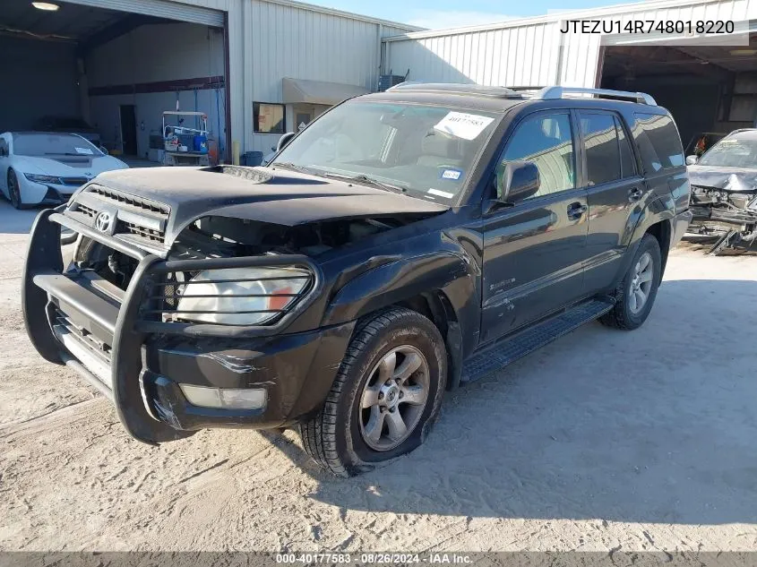 2004 Toyota 4Runner Sr5 Sport V6 VIN: JTEZU14R748018220 Lot: 40177583