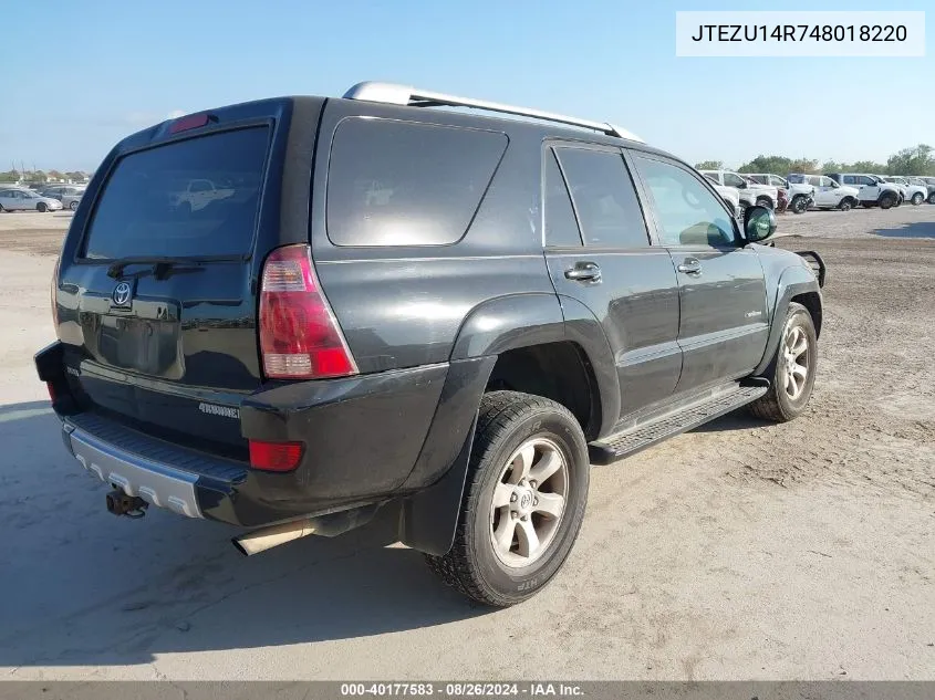 2004 Toyota 4Runner Sr5 Sport V6 VIN: JTEZU14R748018220 Lot: 40177583