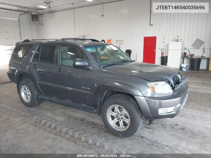 2004 Toyota 4Runner Sr5 V8 VIN: JTEBT14R540035696 Lot: 40185673