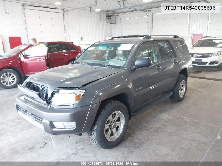 2004 Toyota 4Runner Sr5 V8 VIN: JTEBT14R540035696 Lot: 40185673