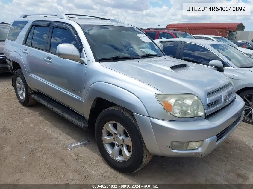 2004 Toyota 4Runner Sr5 V6 VIN: JTEZU14R640040899 Lot: 40231032