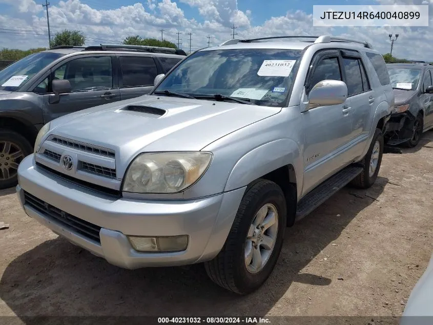 2004 Toyota 4Runner Sr5 V6 VIN: JTEZU14R640040899 Lot: 40231032