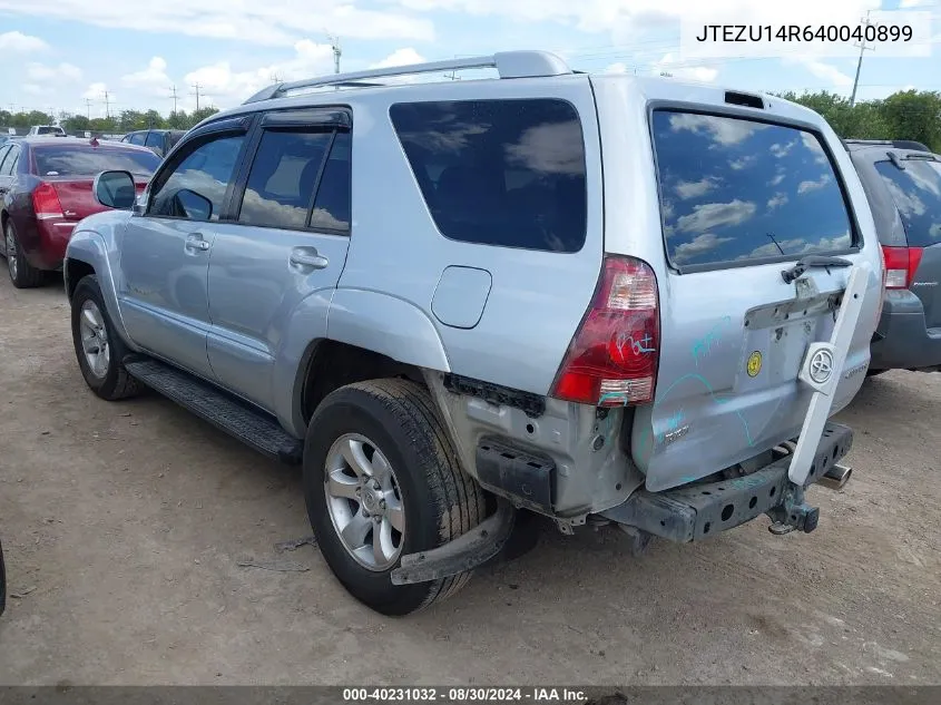 2004 Toyota 4Runner Sr5 V6 VIN: JTEZU14R640040899 Lot: 40231032