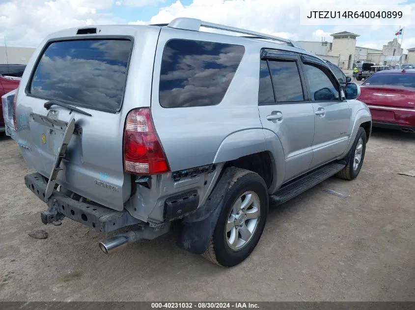 2004 Toyota 4Runner Sr5 V6 VIN: JTEZU14R640040899 Lot: 40231032