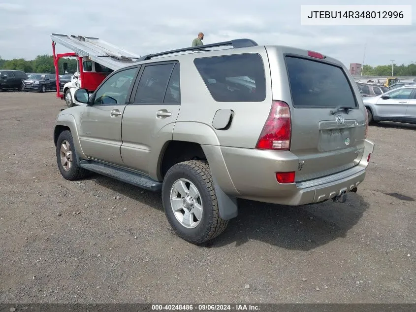 2004 Toyota 4Runner Sr5 V6 VIN: JTEBU14R348012996 Lot: 40248486