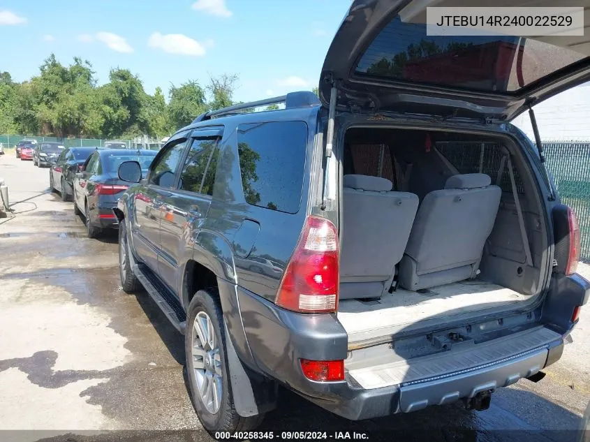 2004 Toyota 4Runner Sr5 V6 VIN: JTEBU14R240022529 Lot: 40258345