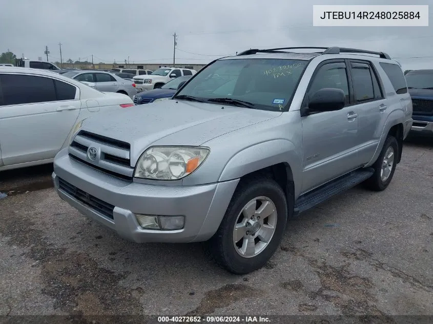 2004 Toyota 4Runner Sr5 V6 VIN: JTEBU14R248025884 Lot: 40272652