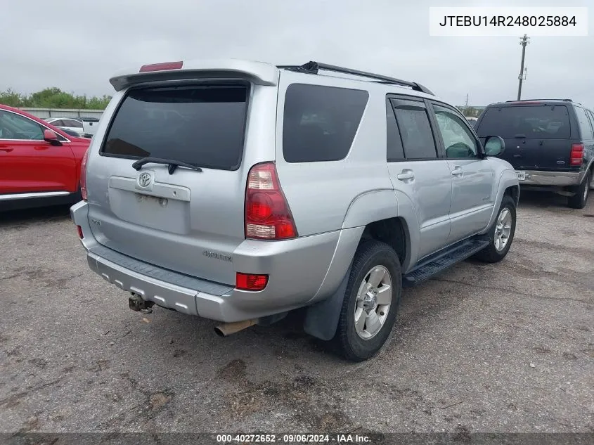 2004 Toyota 4Runner Sr5 V6 VIN: JTEBU14R248025884 Lot: 40272652