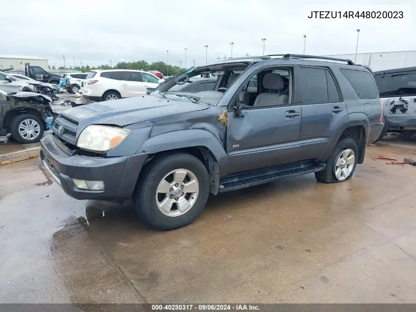 2004 Toyota 4Runner Sr5 V6 VIN: JTEZU14R448020023 Lot: 40280317