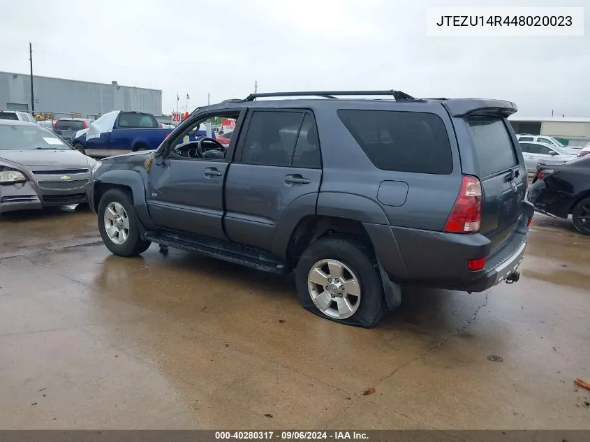 2004 Toyota 4Runner Sr5 V6 VIN: JTEZU14R448020023 Lot: 40280317