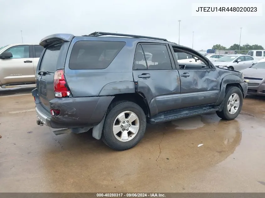 2004 Toyota 4Runner Sr5 V6 VIN: JTEZU14R448020023 Lot: 40280317