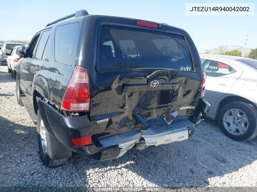 2004 Toyota 4Runner Sr5/Sport VIN: JTEZU14R940042002 Lot: 40298744