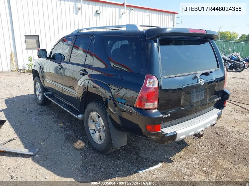 2004 Toyota 4Runner Limited V6 VIN: JTEBU17R448024358 Lot: 40335004