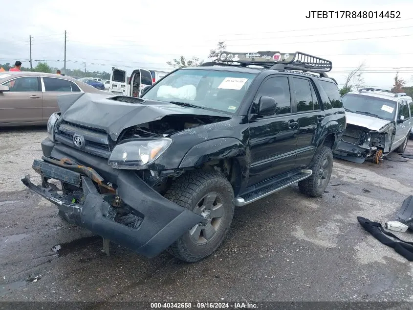 2004 Toyota 4Runner Limited V8 VIN: JTEBT17R848014452 Lot: 40342658