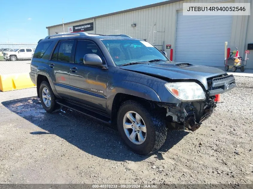 2004 Toyota 4Runner Sr5 Sport V6 VIN: JTEBU14R940052546 Lot: 40370233