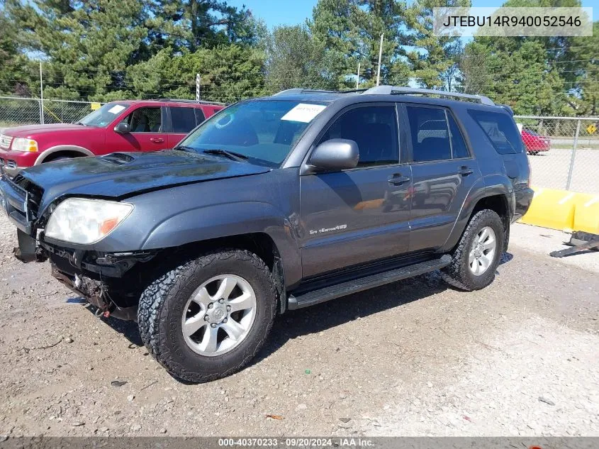 2004 Toyota 4Runner Sr5 Sport V6 VIN: JTEBU14R940052546 Lot: 40370233