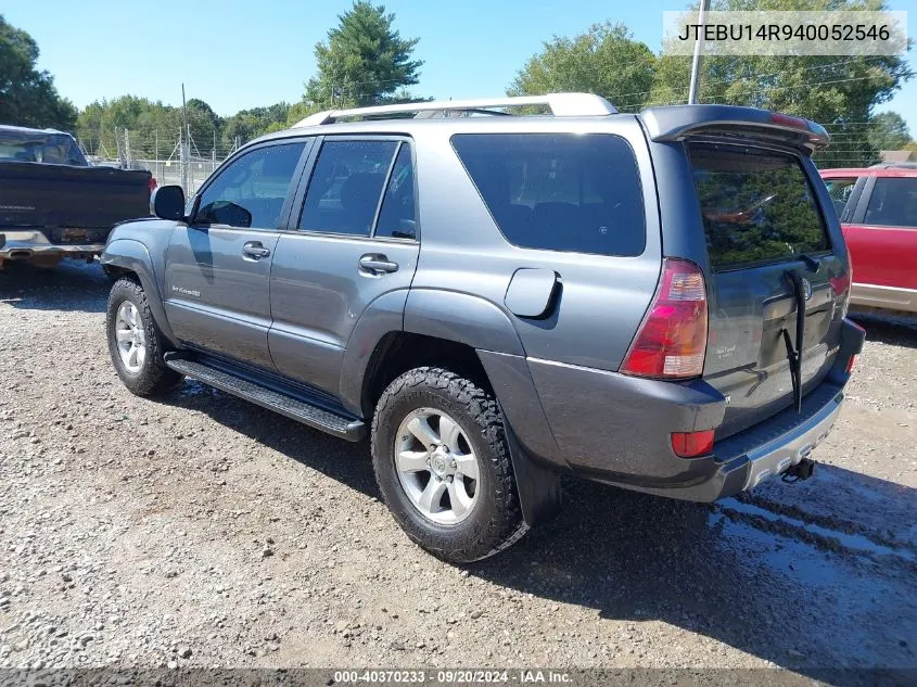 2004 Toyota 4Runner Sr5 Sport V6 VIN: JTEBU14R940052546 Lot: 40370233