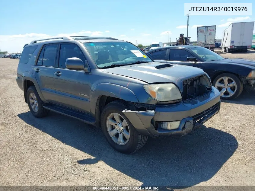 2004 Toyota 4Runner Sr5 Sport V6 VIN: JTEZU14R340019976 Lot: 40449353