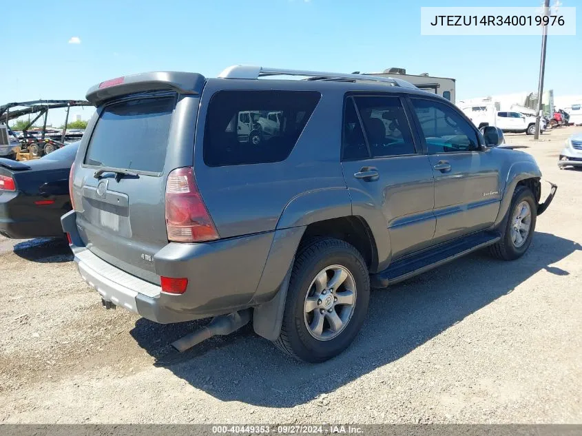 2004 Toyota 4Runner Sr5 Sport V6 VIN: JTEZU14R340019976 Lot: 40449353